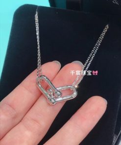 Tiffany HardWear Double Link Pendant 18K White Gold