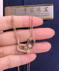 Tiffany HardWear Double Link Pendant In 18k Rose Gold With Pav?? Diamonds 68692504