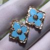 Buccellati Opera Stud Earrings Yellow Gold & Turquoise