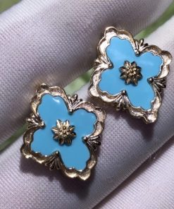 Buccellati Opera Stud Earrings Yellow Gold & Turquoise