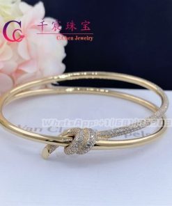 Tiffany Knot Double Row Hinged Bangle in Yellow Gold with Diamonds 68887542