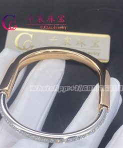 Tiffany Lock Bangle In Rose And White Gold With Half Pav?? Diamonds 70158345