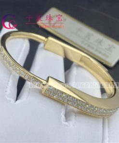 Tiffany Lock Bangle in Yellow Gold with Full Pav?? Diamonds 70158213