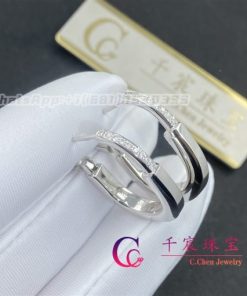 Tiffany Lock Earrings in White Gold with Diamonds, Medium 72342801