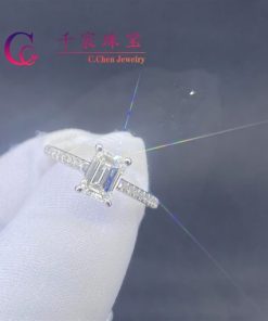 Tiffany Novo? Emerald-Cut Engagement Ring With A Pav?? Diamond Platinum Band Main Stone 1ct