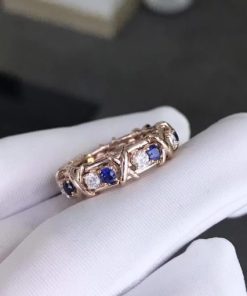 Tiffany Schlumberger Sixteen Stone Ring Rose Gold Round Blue