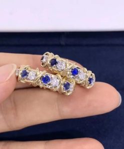 Tiffany Schlumberger Sixteen Stone Ring Round Blue