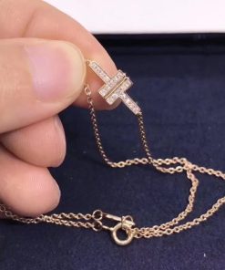 Tiffany T Diamond Double Chain Bracelet in 18k Rose Gold 62355654