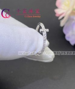 Tiffany T Diamond Wire Band Ring In 18k White Gold 60148891