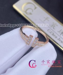 Tiffany T Diamond Wire Ring in 18k Rose Gold 60147315