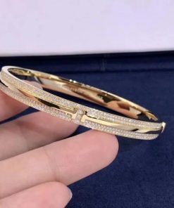 Tiffany T Pav?? Diamond Hinged Bangle in 18k Gold 60153452