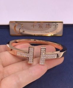 Tiffany T Pav?? Diamond Square Bracelet in 18k Rose Gold 60153369