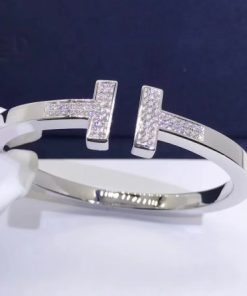 Tiffany T Pav?? Diamond Square Bracelet in 18k White Gold 60010797