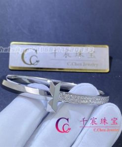 Tiffany T T1 Wide Diamond Hinged Bangle in White Gold 67792904
