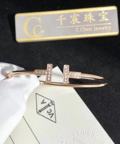 Tiffany T Wire Bracelet in Rose Gold with Diamonds 60010767
