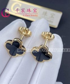 Van Cleef & Arpels Alhambra cufflinks yellow gold Onyx
