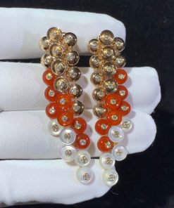 Van Cleef Arpels Bouton D??or Earrings Carnelian, Diamond, Mother-of-pearl VCARO77300