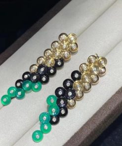 Van Cleef Arpels Bouton D??or Earrings Chrysoprase, Diamond, Onyx VCARO77200