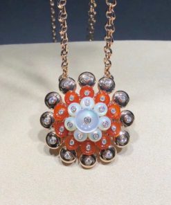 Van Cleef Arpels Bouton D??or Pendant with Detachable Brooch mother-of-pearl, carnelian, diamonds VCARO9J800