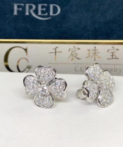 Van Cleef Arpels Cosmos Earrings Small Model White Gold, Diamond VCARO68N00