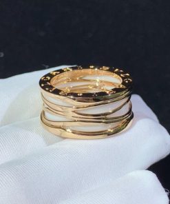 Bulgari B.zero1 Black Ceramic and Rose Gold four-band Ring 345846