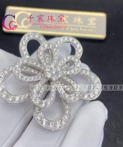 Van Cleef & Arpels Flowerlace Clip White Gold Diamond