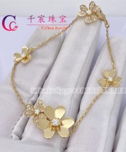Van Cleef & Arpels Frivole Bracelet 5 Flowers Yellow Gold Diamond VCARP3W400