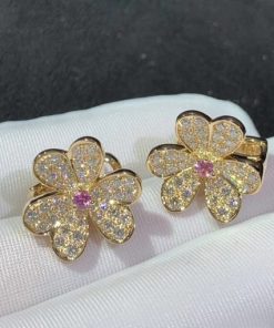 Van Cleef Arpels Frivole Earrings Small Model Rose Gold Sapphire VCARP6L500