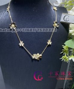 Van Cleef & Arpels Frivole Necklace 9 Flowers Yellow Gold Diamond VCARP3W600