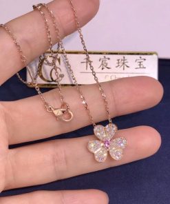 Van Cleef Arpels Frivole Pendant Small Model Rose Gold Diamond Sapphire VCARP6L400