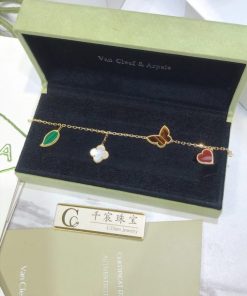 Van Cleef & Arpels Lucky Alhambra Bracelet 4 Motifs Mother-of-pearl Carnelian Malachite Tiger Eye VCARD79600