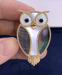 Van Cleef & Arpels Lucky Animals Owl clip Yellow gold, Mother-of-pearl, Onyx VCARP2AV00
