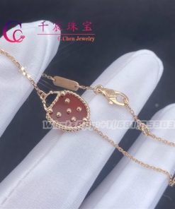 Van Cleef Arpels Lucky Spring bracelet, closed wings ladybug rose gold Carnelian Onyx VCARP7R000