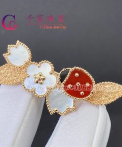 Van Cleef Arpels Lucky Spring clip Rose gold Carnelian Mother-of-pearl Onyx VCARP7RS00