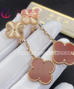 Van Cleef Arpels Magic Alhambra Earrings 2 Motifs Rose Gold Carnelian VCARP7RQ00