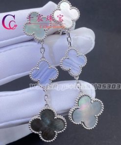 Van Cleef & Arpels Magic Alhambra Earrings 3 Motifs Chalcedony Mother-of-pearl VCARN18800