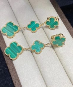 Van Cleef & Arpels Magic Alhambra Earrings 3 Motifs Malachite VCARO2AG00