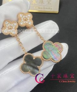 Van Cleef & Arpels Magic Alhambra Earrings Rose Gold gray Mother-of-pearl VCARP2R200