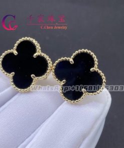 Van Cleef & Arpels Magic Alhambra Earrings Yellow Gold And Onyx VCARA44300