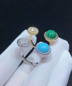 Van Cleef Arpels Perl??e Couleurs Between the Finger Ring White Gold Turquoise VCARO9SW00