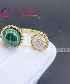 Van Cleef & Arpels Perl??e Couleurs Between the Finger Ring Yellow Gold Diamond Malachite VCARO9SU00