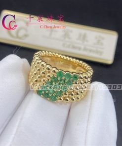 Van Cleef & Arpels Perl??e Couleurs Ring 5 Rows Yellow Gold Emerald VCARP7TW00