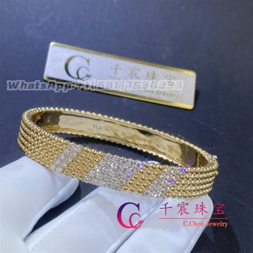 Van Cleef & Arpels Perl??e diamonds bracelet, 5 rows, medium model 18K yellow gold, Diamond VCARPFYE00
