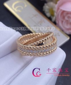 Van Cleef & Arpels Perl??e diamonds duo ring 18K rose gold, Diamond VCARP9XP00