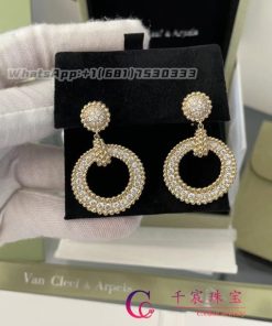 Van Cleef Arpels Perl??e diamonds earrings 18K yellow gold, Diamond VCARP9XL00