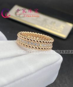Van Cleef & Arpels Perl??e Diamonds Ring 1 Row Rose Gold Diamond VCARP4E300