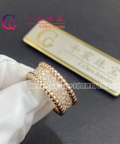 Van Cleef Arpels Perl??e Diamonds Ring, 3 Rows Rose Gold Diamond VCARN9WE00