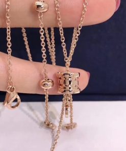 Bulgari B.zero1 Rock necklace Rose gold pendant with studded spiral pav?? Rubies on the edges 358306