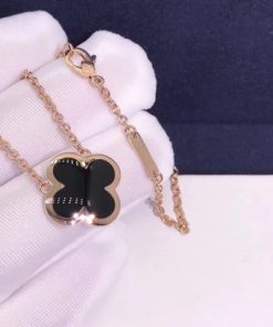 Van Cleef & Arpels Pure Alhambra Pendant Rose Gold And Onyx