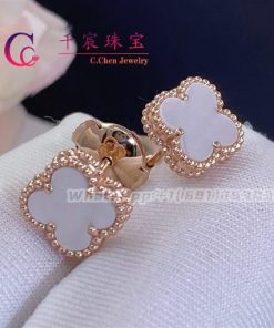 Van Cleef & Arpels Sweet Alhambra Earrings Rose Gold Mother-Of-Pearl